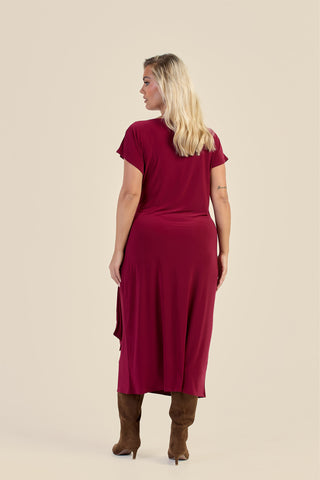 Curve Capped Sleeve Tie Side Midi Dress
