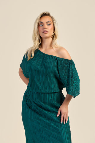 Curve Plisse Drop Shoulder Midaxi Dress
