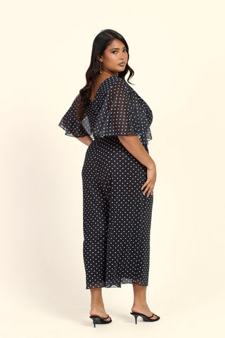 Curve Polka Dot Short Sleeved Culotte Jumpsuit
