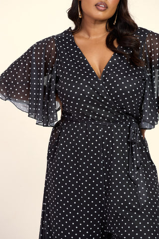 Curve Polka Dot Short Sleeved Culotte Jumpsuit