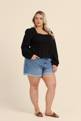 Curve Seersucker Peplum Top
