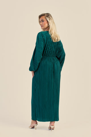 Curve Plisse Balloon Sleeve Maxi Dress