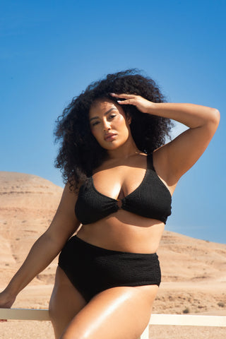 Curve Crinkle Trim Detail Bikini Set