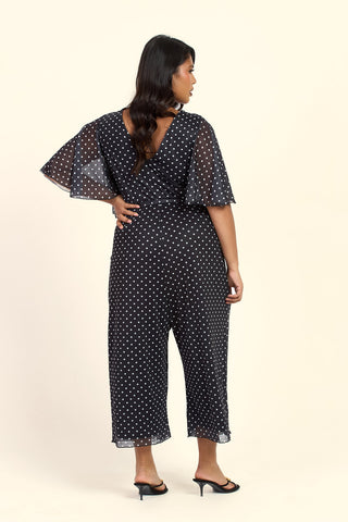 Curve Polka Dot Short Sleeved Culotte Jumpsuit