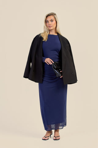 Curve Ruched Long Sleeve Midaxi Dress