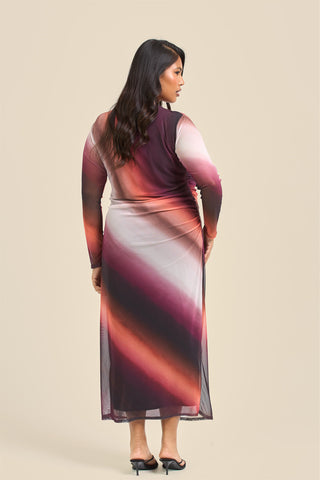 Curve Ombre mesh midi dress