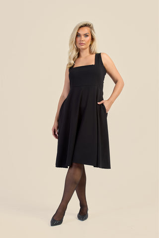 Curve Square Neck Flared Scuba Skater Dress