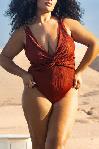 Curve Twist Front Crinkle Sculpting Swimsuit