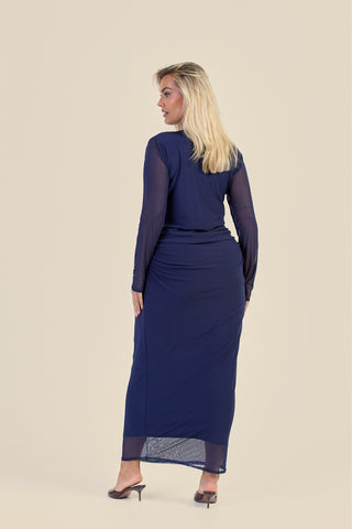 Curve Ruched Long Sleeve Midaxi Dress