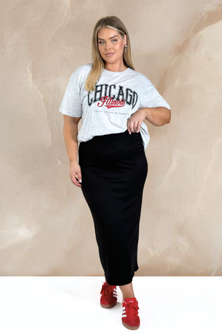 Curve jersey layering midaxi skirt in black