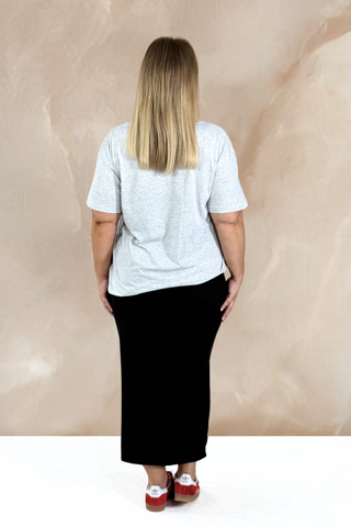 Curve jersey layering midaxi skirt in black