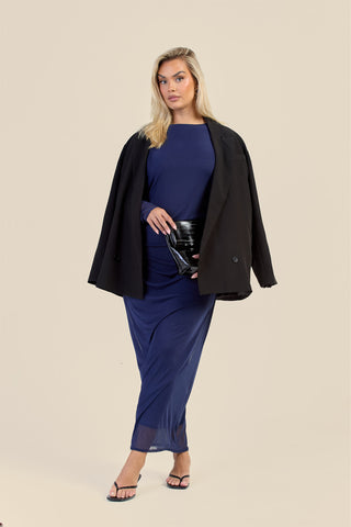 Curve Ruched Long Sleeve Midaxi Dress