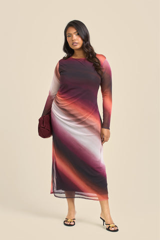 Curve Ombre mesh midi dress