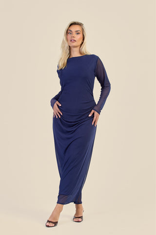 Curve Ruched Long Sleeve Midaxi Dress