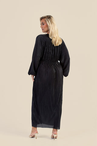 Curve Plisse Balloon Sleeve Maxi Dress