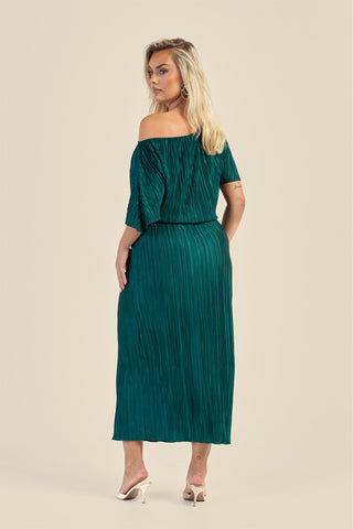 Curve Plisse Drop Shoulder Midaxi Dress