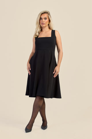 Curve Square Neck Flared Scuba Skater Dress