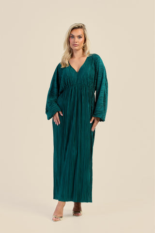 Curve Plisse Balloon Sleeve Maxi Dress