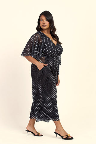 Curve Polka Dot Short Sleeved Culotte Jumpsuit