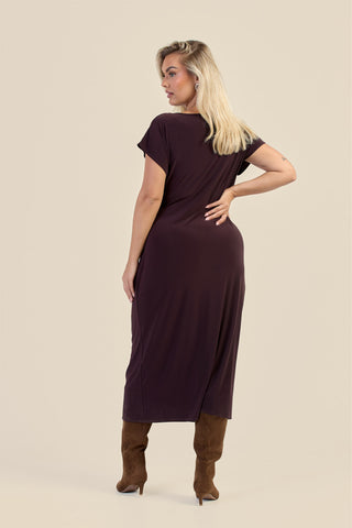 Curve Capped Sleeve Tie Side Midi Dress