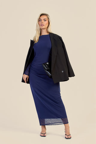 Curve Ruched Long Sleeve Midaxi Dress