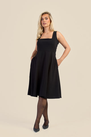 Curve Square Neck Flared Scuba Skater Dress