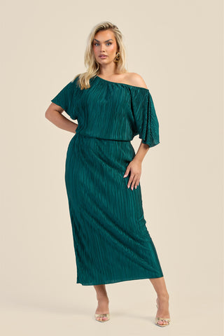 Curve Plisse Drop Shoulder Midaxi Dress