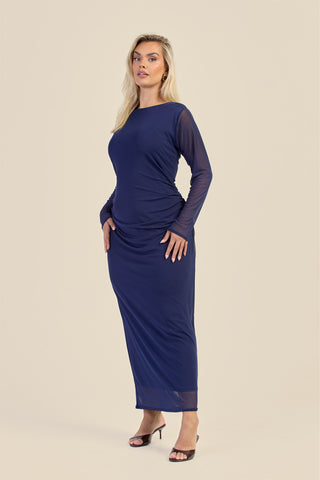 Curve Ruched Long Sleeve Midaxi Dress