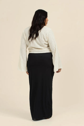 Curve Mesh straight fit maxi skirt in black