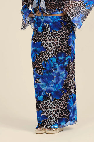 Curve Leopard And Floral Maxi Skirt