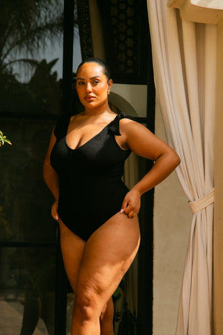Curve Sculpted Crinkle Tie Strap Swimsuit
