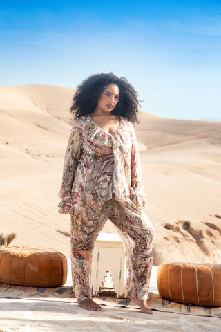Curve Swirl Print Resort Trouser