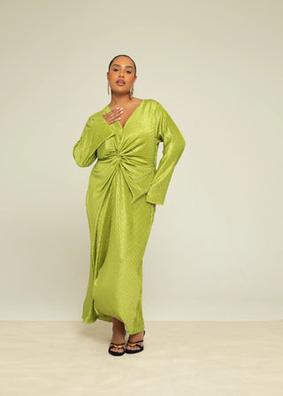Curve Chevron Pleat Twist Front Midaxi Dress