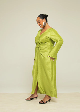 Curve Chevron Pleat Twist Front Midaxi Dress