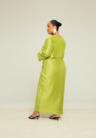 Curve Chevron Pleat Twist Front Midaxi Dress