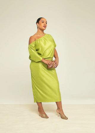 Curve Chevron Pleat Drop Shoulder Midaxi Dress