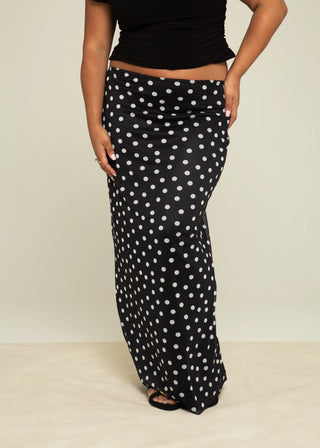 Curve Polka Dot Straight Fit Mesh Maxi Skirt