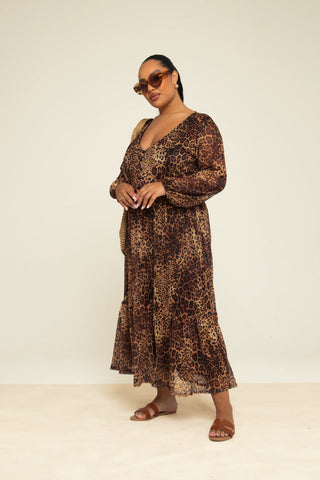 Curve Leopard Print Midaxi Smock Dress