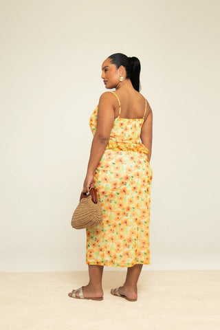 Curve Floral Printed Ruffle Sun Dress