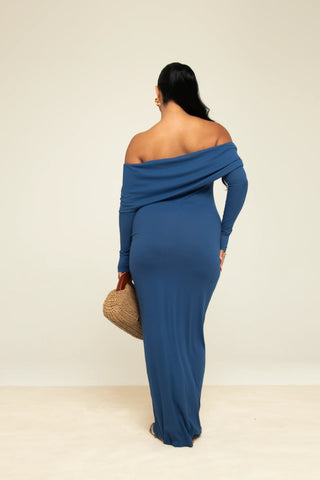Curve Soft Rib Bardot Maxi Dress