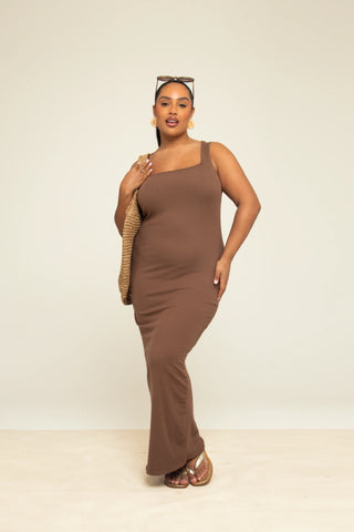 Curve Ribbed Strappy Maxi Dress