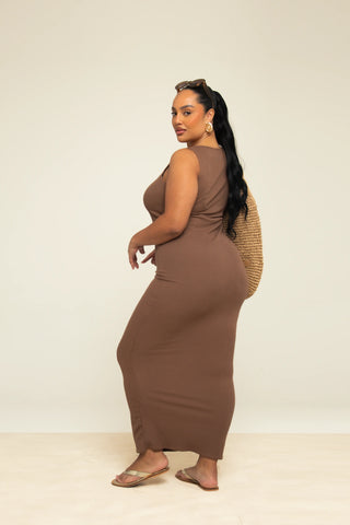 Curve Ribbed Strappy Maxi Dress