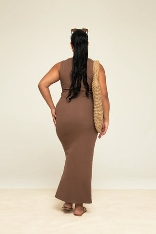 Curve Ribbed Strappy Maxi Dress