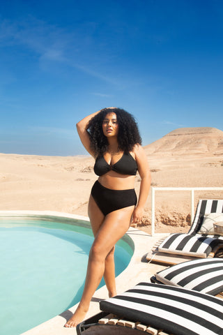 Curve Crinkle Trim Detail Bikini Set