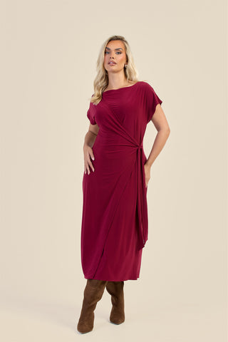Curve Capped Sleeve Tie Side Midi Dress
