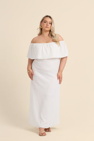 Curve Textured Bardot Resort Maxi Dress