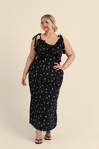 Curve Ditsy Print Strappy Midi Dress