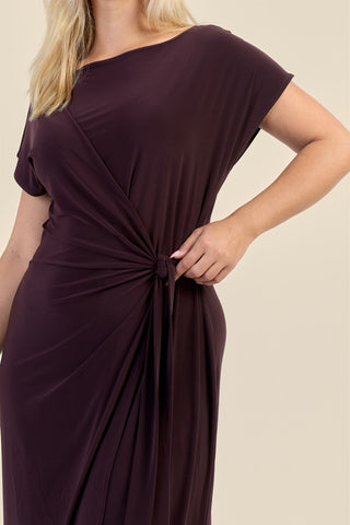 Curve Capped Sleeve Tie Side Midi Dress