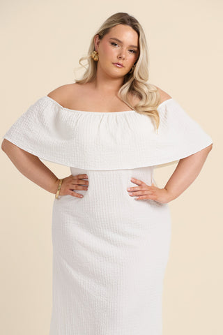 Curve Textured Bardot Resort Maxi Dress