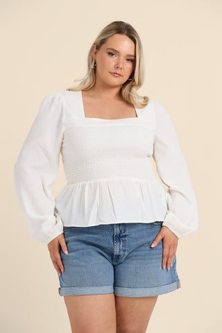 Curve Seersucker Peplum Top
